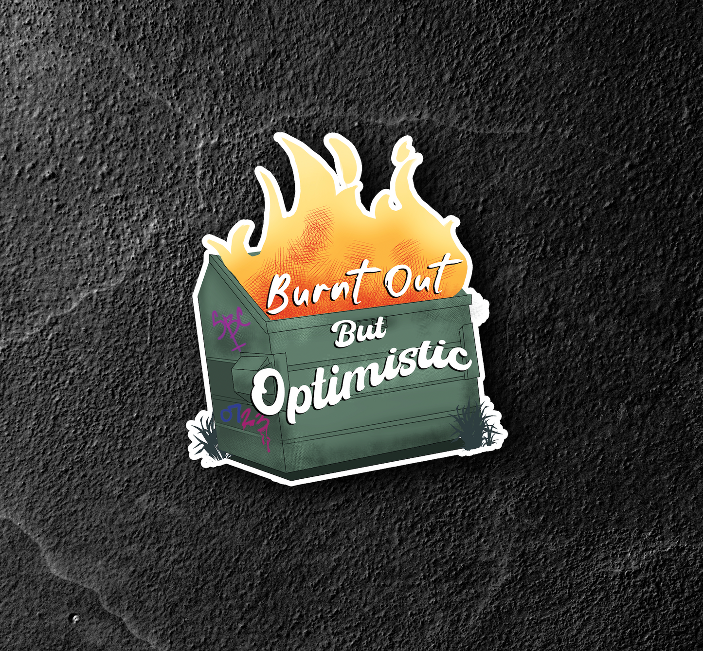 Burnt Out, But Optimistic Sticker - Shadowbound Coven