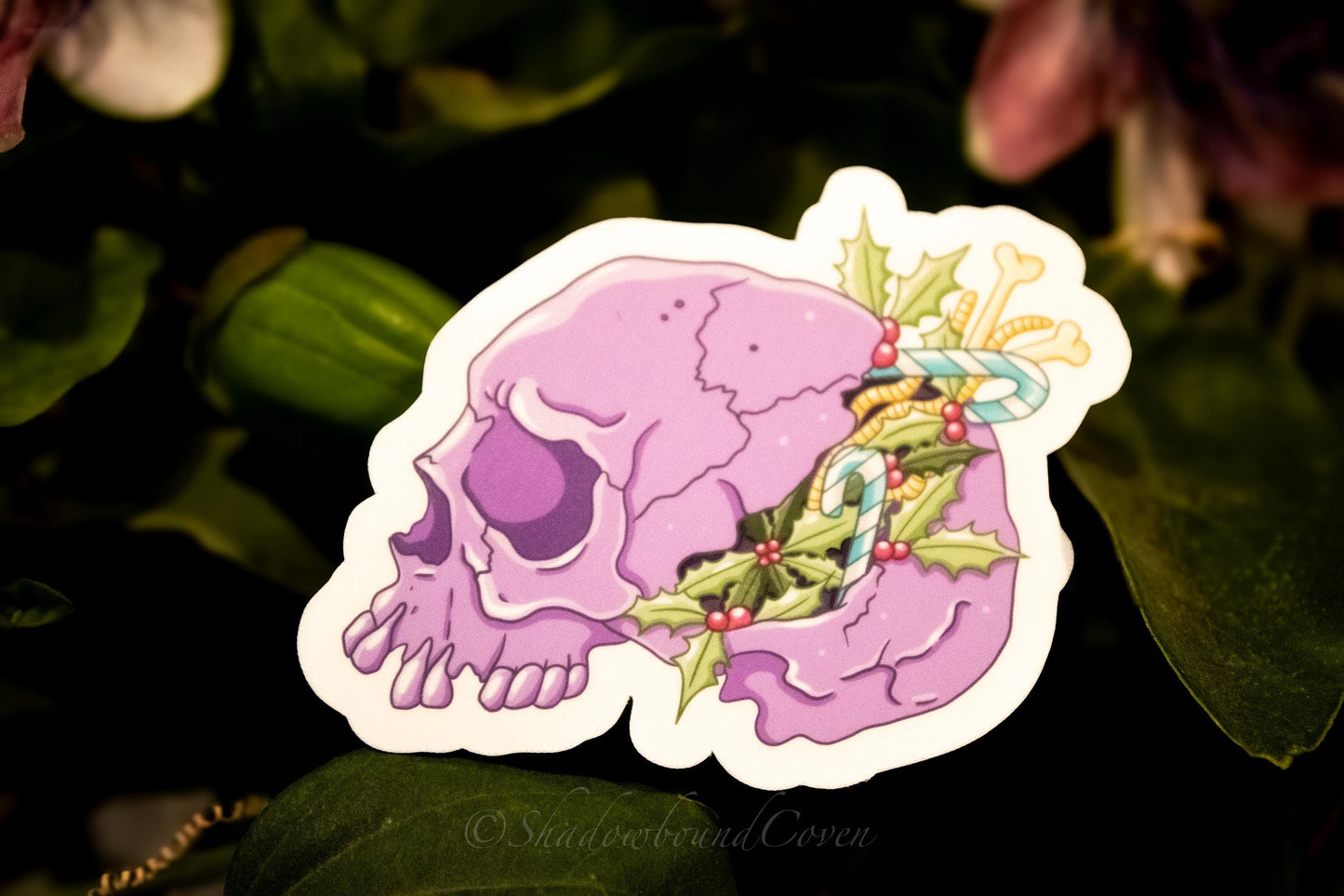 Dark Academia Pastel Skull Holiday Waterproof Vinyl Sticker