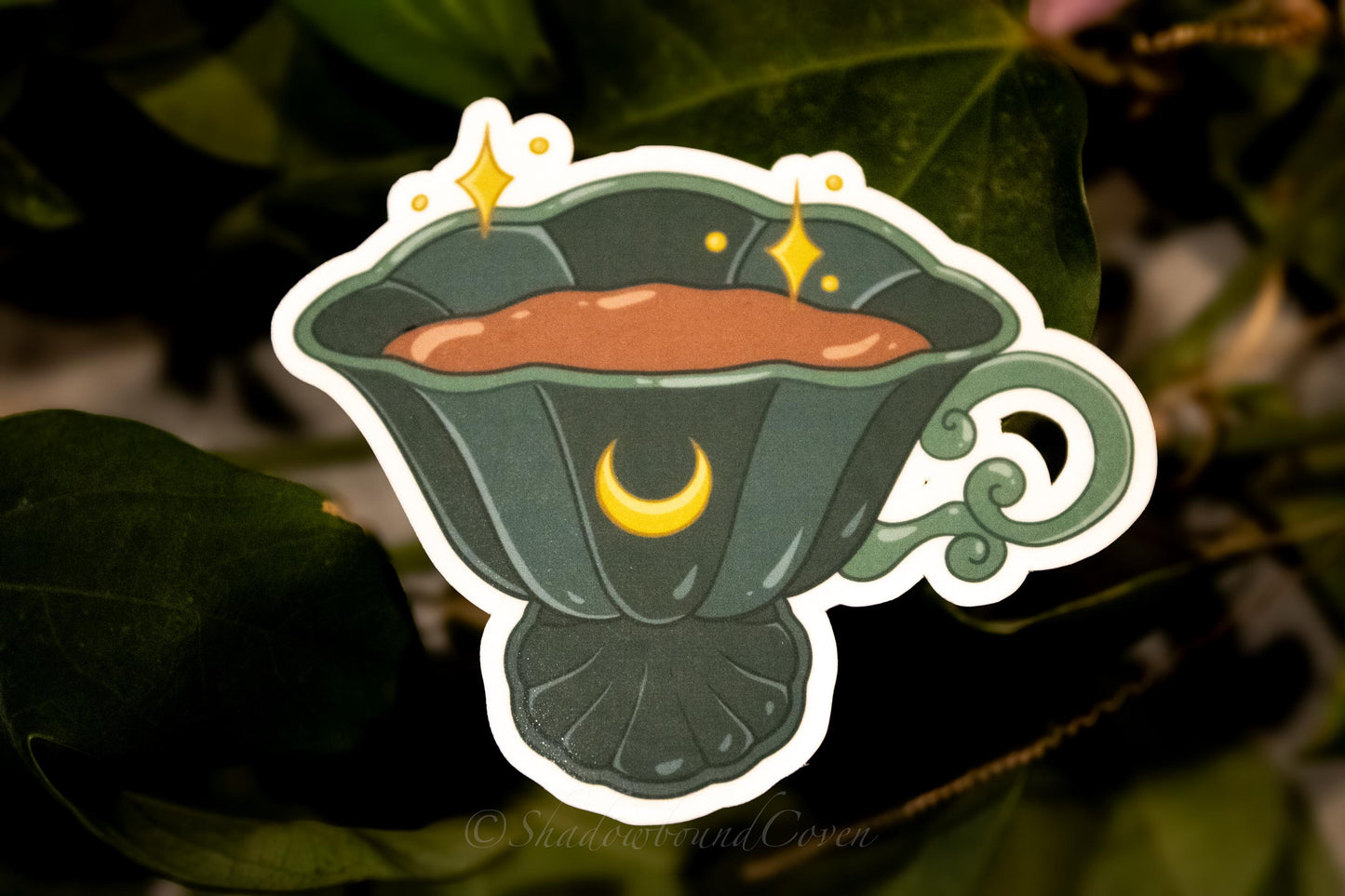 Moon - Goblin core Tea Cup - Waterproof Vinyl Sticker