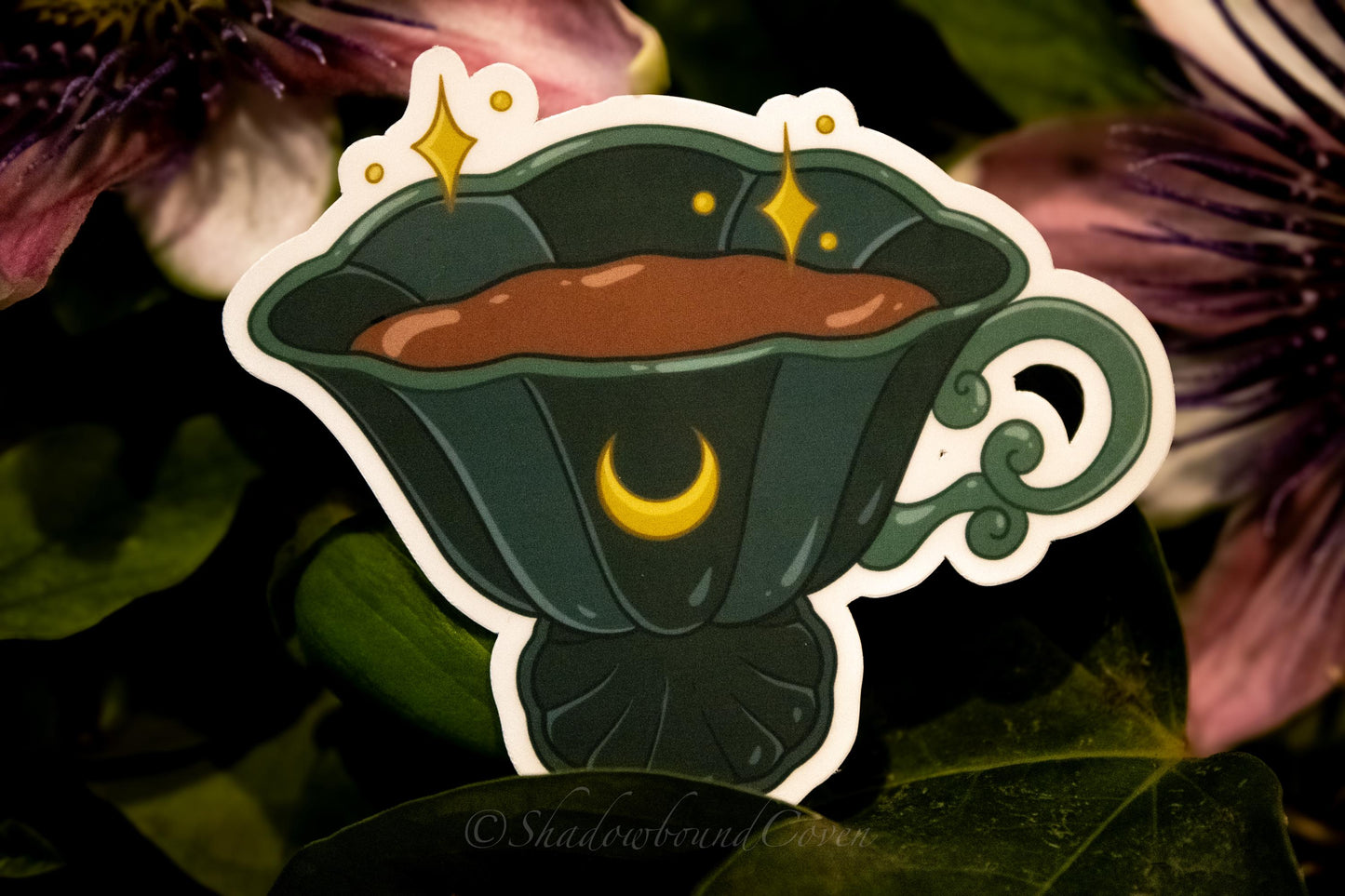 Moon - Goblin core Tea Cup - Waterproof Vinyl Sticker