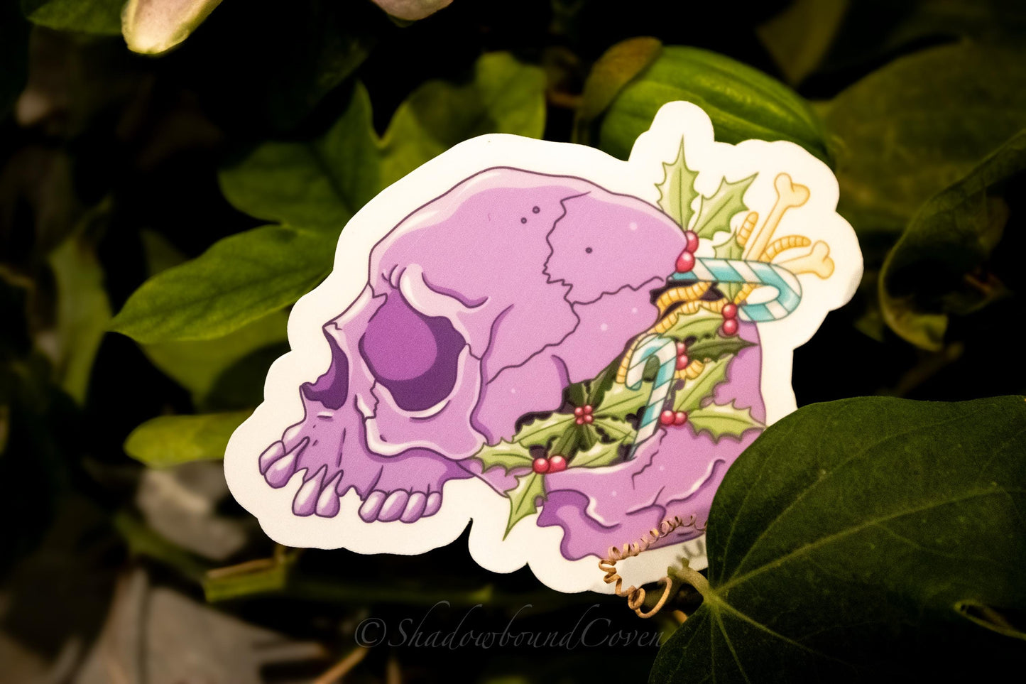 Dark Academia Pastel Skull Holiday Waterproof Vinyl Sticker