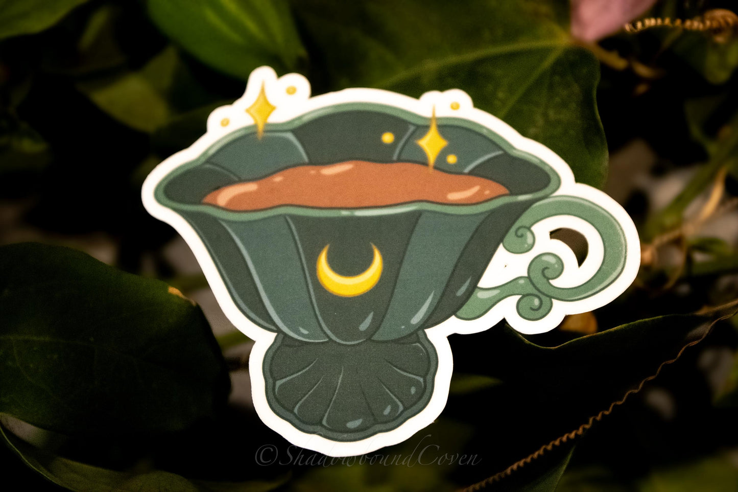 Moon - Goblin core Tea Cup - Waterproof Vinyl Sticker