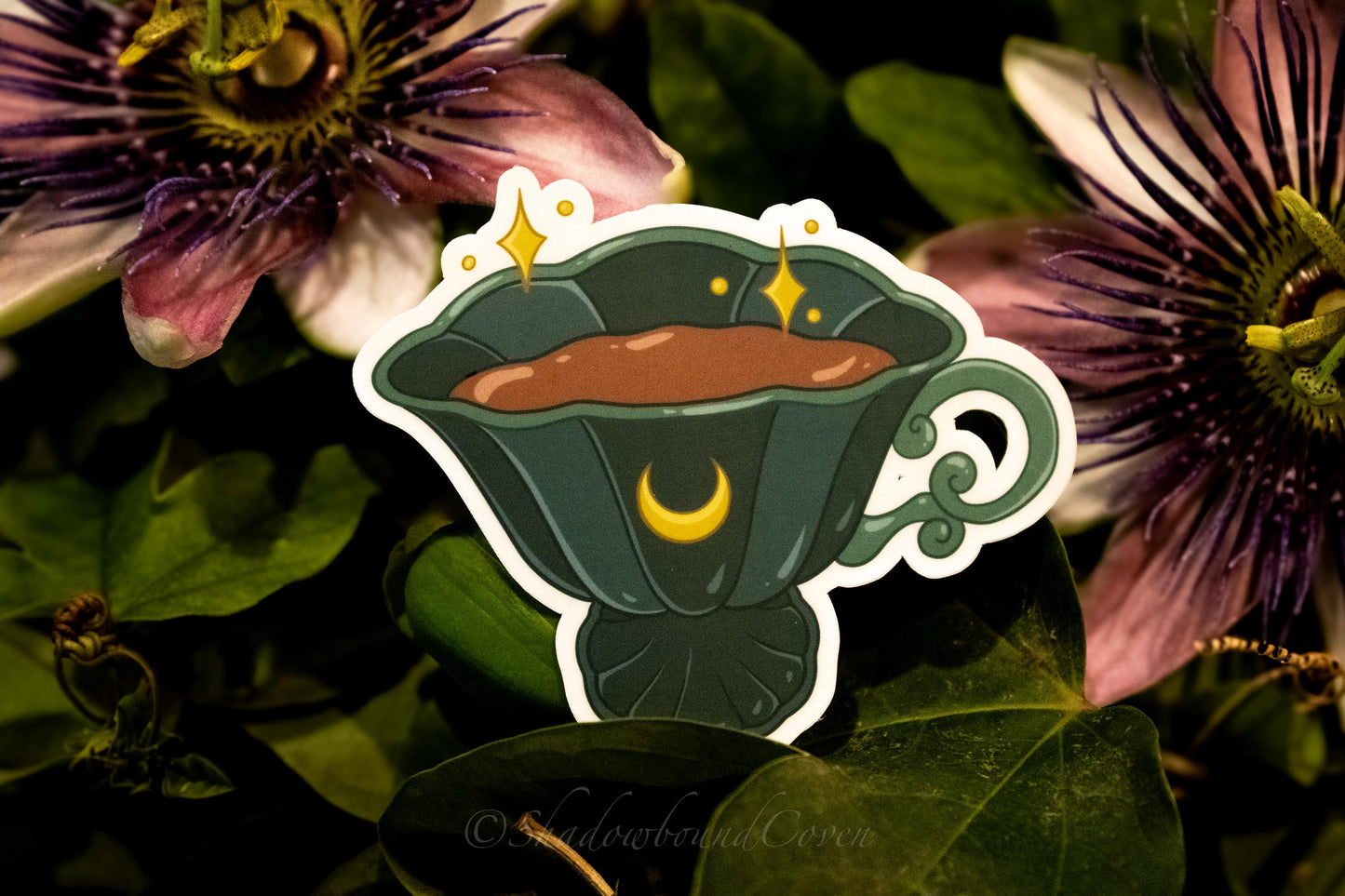 Moon - Goblin core Tea Cup - Waterproof Vinyl Sticker