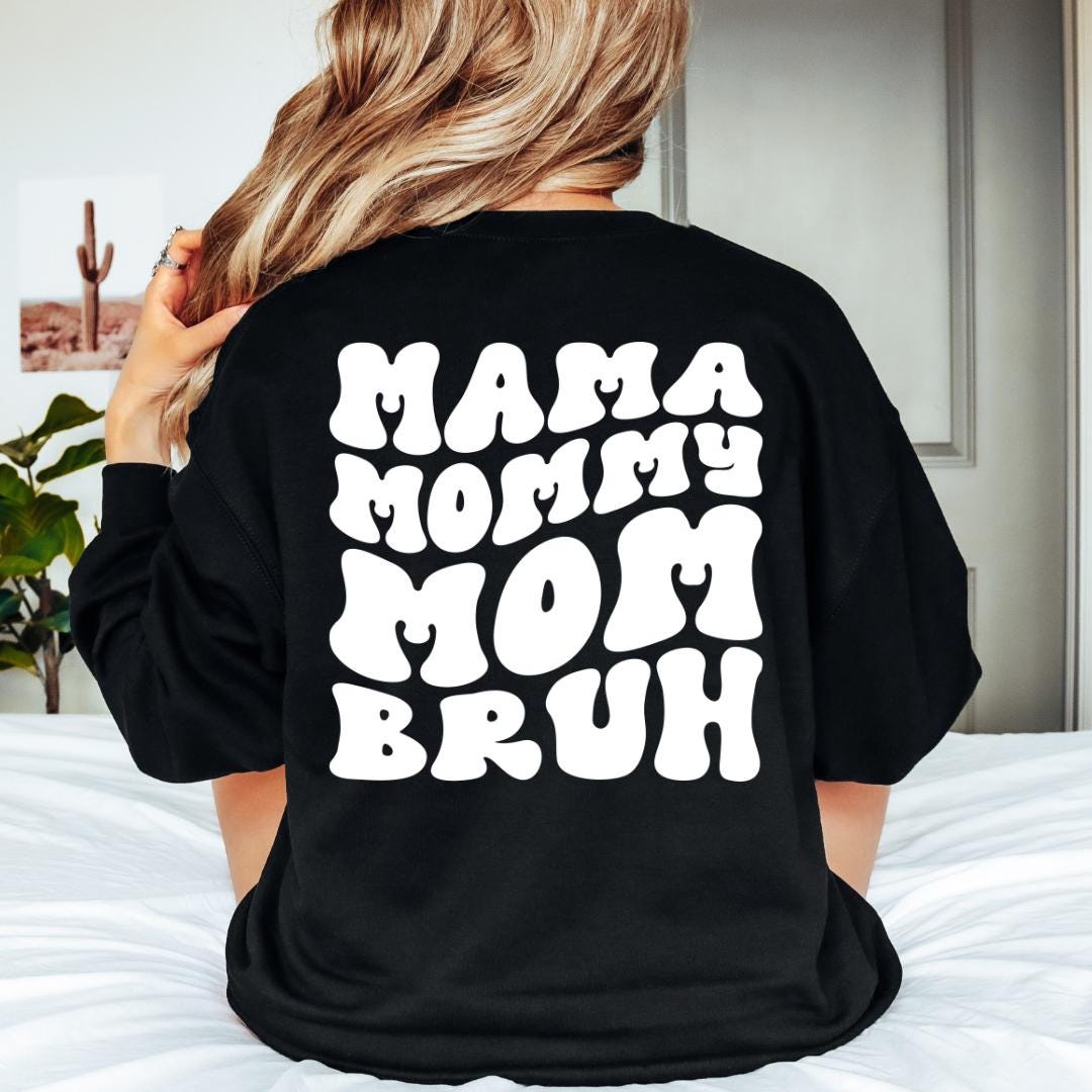 Retro "Mama, Mommy, Mom, Bruh" Cozy Mother's Day Gift Crewneck Sweater