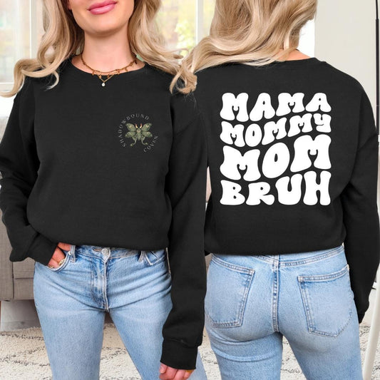 Retro "Mama, Mommy, Mom, Bruh" Cozy Mother's Day Gift Crewneck Sweater