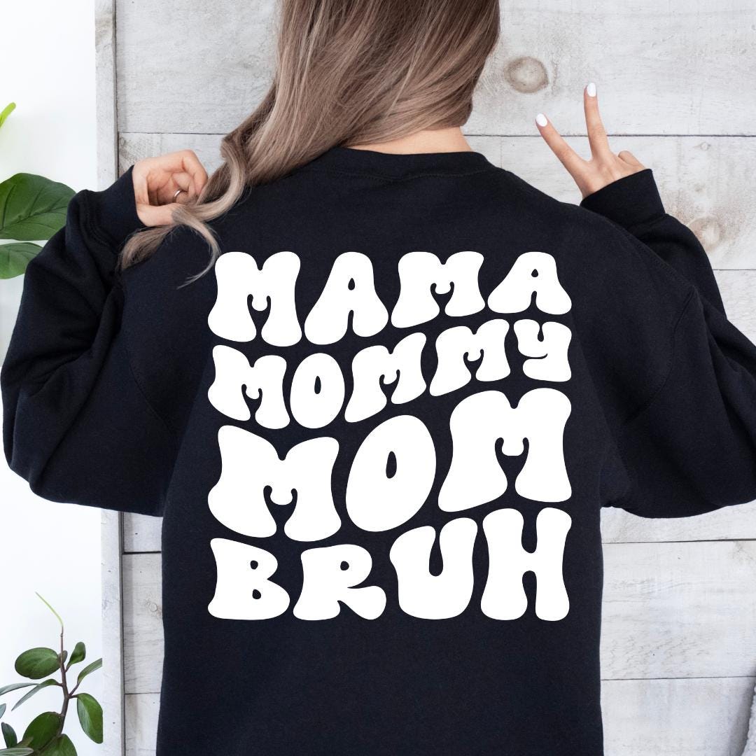 Retro "Mama, Mommy, Mom, Bruh" Cozy Mother's Day Gift Crewneck Sweater