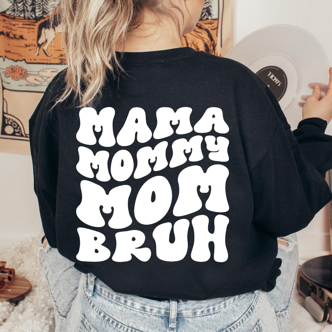 Retro "Mama, Mommy, Mom, Bruh" Cozy Mother's Day Gift Crewneck Sweater