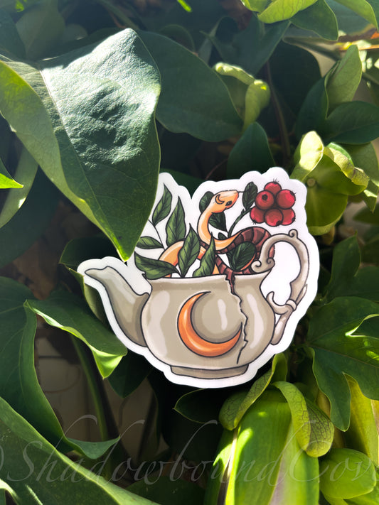 Celestial Floral Tea Snake - Waterproof vinyl sticker/decal
