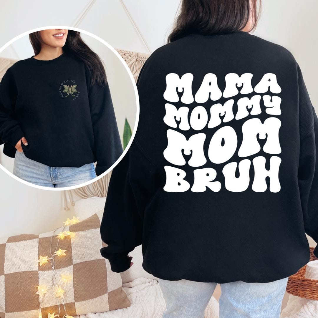 Retro "Mama, Mommy, Mom, Bruh" Cozy Mother's Day Gift Crewneck Sweater