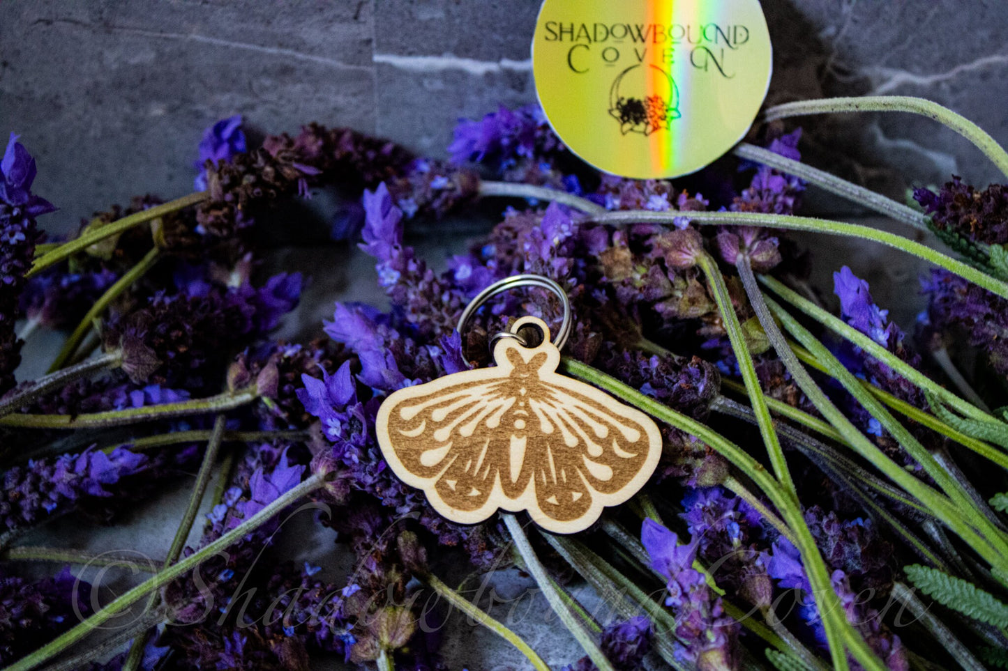 Mystical Moth Keychain- Wooden Laser engraved